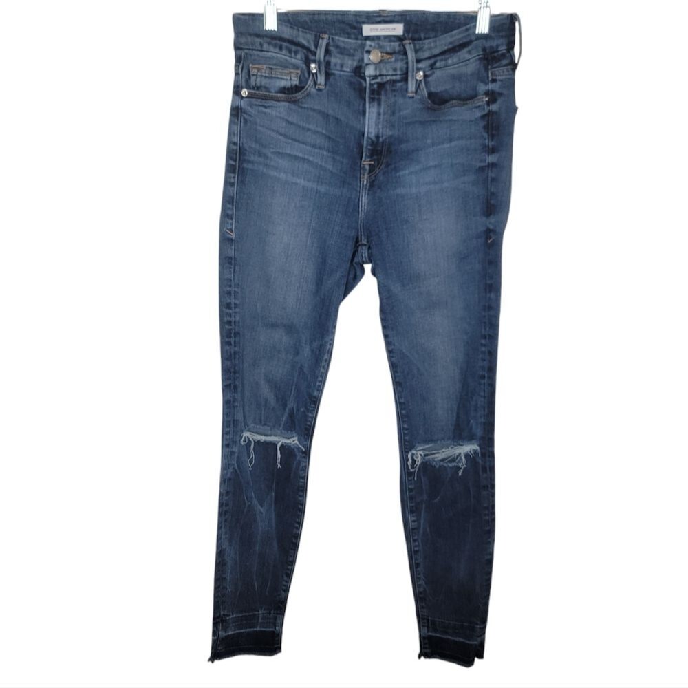 Good American Good Legs Skinny Ripped Raw Hem Jeans Size 8/29